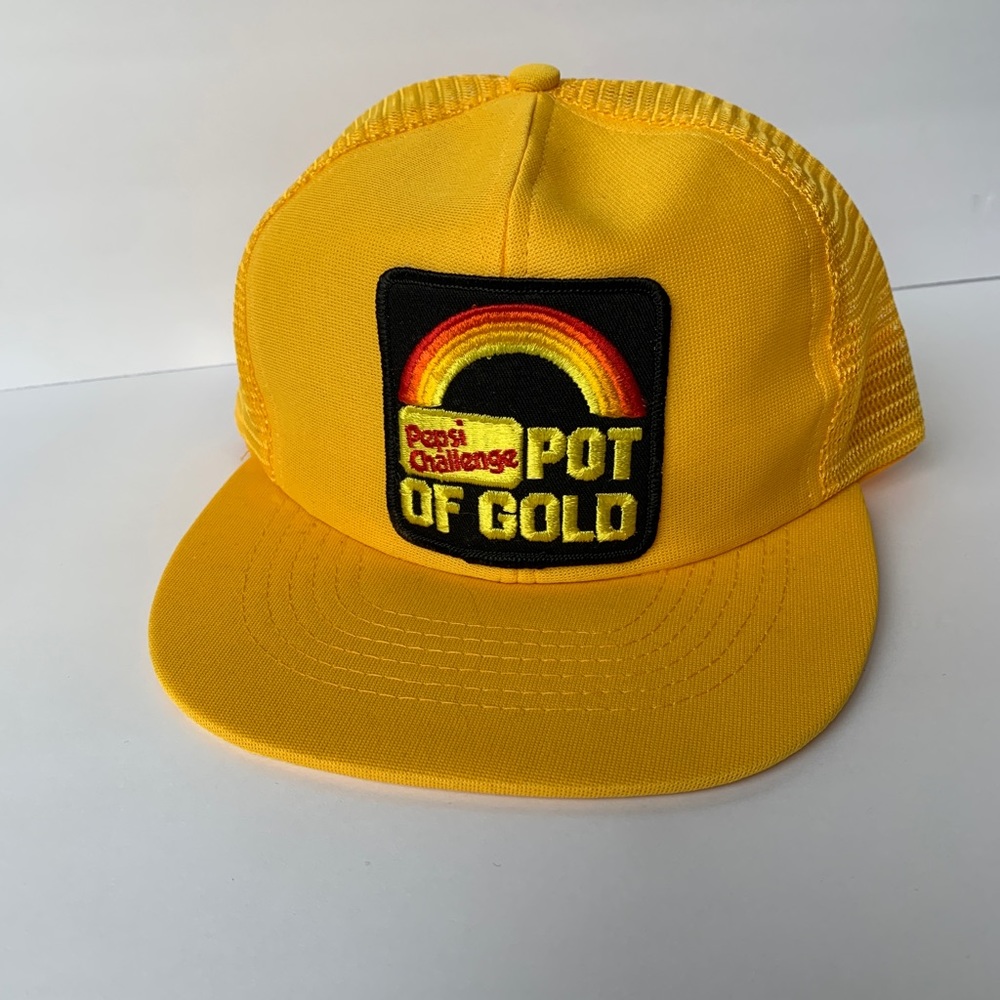 Vintage Pepsi Pot Of Gold Snapback Cap  Mesh Trucker Hat Patch 80's-90's RARE